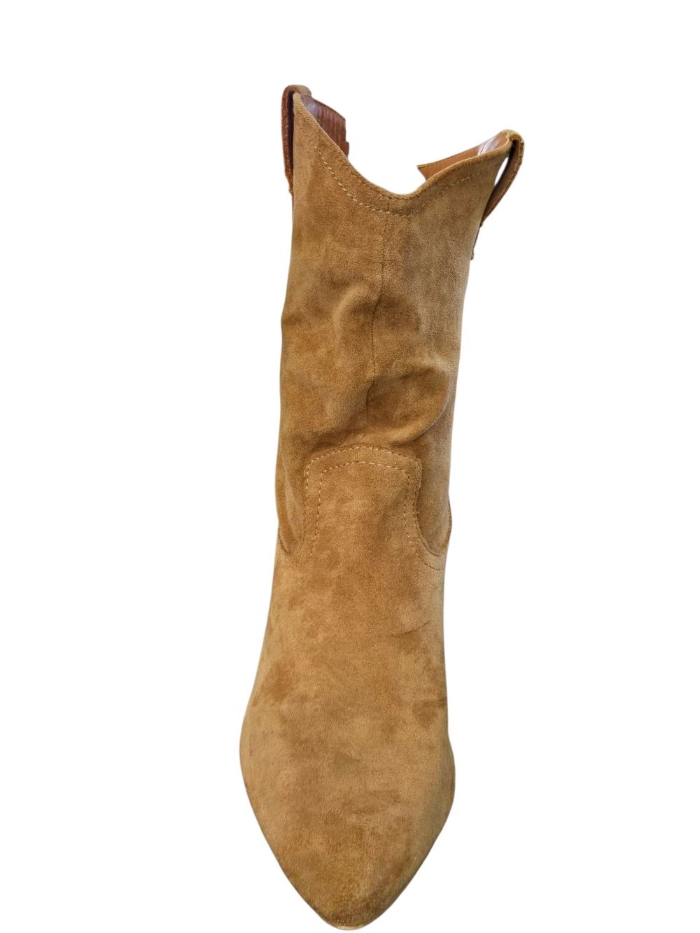 Women's Suede Pointed-Toe Western Boot - Tan